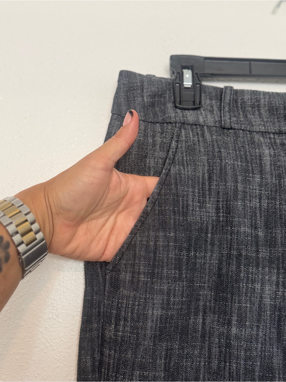 Sandro Paris Textured Trousers Women’s Size 10 Straight Leg Gray Black Pants - Picture 3 of 6